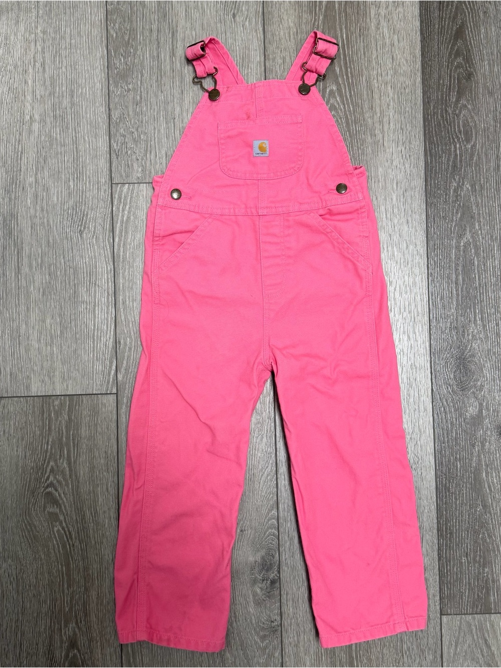 CARHARTT LOOSE FIT CANVAS BIB PANTS OVERALLS PINK LEMONADE 4T 5 POCKET OX9712-G